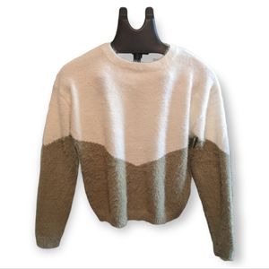 Sage Green Colourblock Eyelash Knit Sweater, Sz S